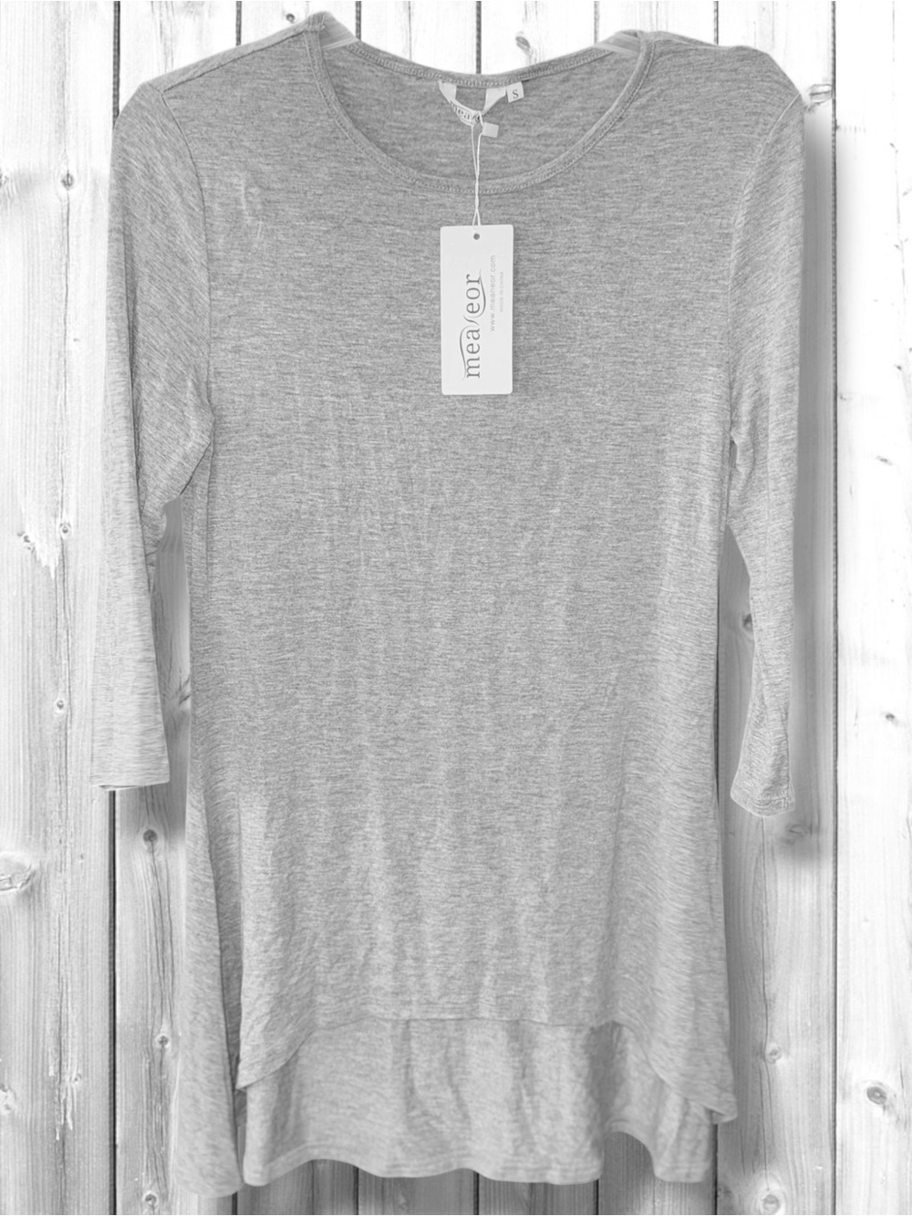 🌼NWT-Meaneor Women's Gray Scoop Neck Long-Sleeve Tunic